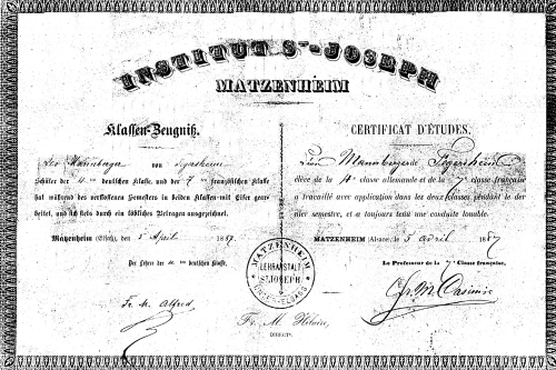 1887 - Diplôme du Certificat d'Études